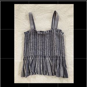 Loft blue and white striped peplum stretch top